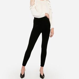 Express Black High Rise Velvet Women's Leggings